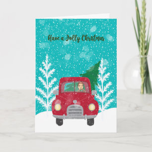 Weihnachtskarte mit Red Truck & Christmas Tree Karte