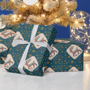 Weihnachtskarte mit Reindeer Illustration Design Geschenkpapier