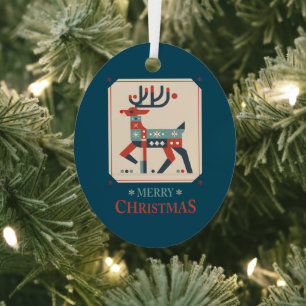 Weihnachtskarte mit Reindeer Illustration Design Ornament Aus Metall