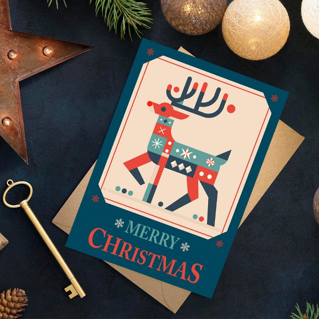 Weihnachtskarte mit Reindeer Illustration Design Postkarte (Von Creator hochgeladen)
