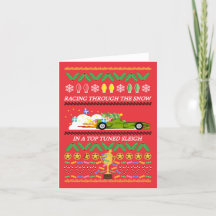 Weihnachtskarte mit Rennwagen