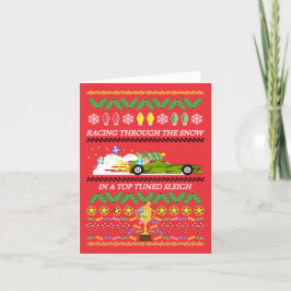 Weihnachtskarte mit Rennwagen Feiertagskarte