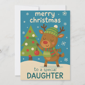 Weihnachtskarte mit Rentier für Tochter Feiertagskarte