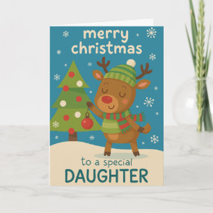 Weihnachtskarte mit Rentier für Tochter Karte