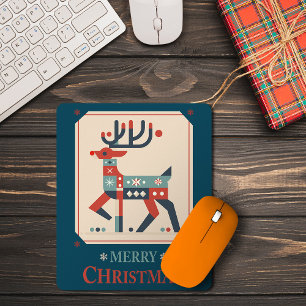 Weihnachtskarte mit Rentier-Illustrationsdesign Mousepad