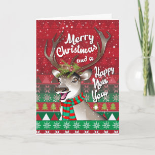 Weihnachtskarte mit Rentier zum Anpassen Feiertagskarte