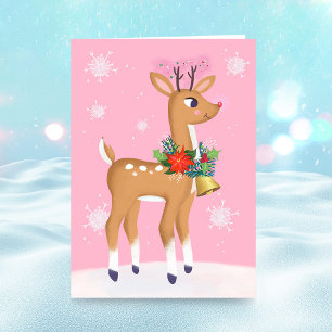Weihnachtskarte mit Retro-Rudolph-Rentier Feiertagskarte