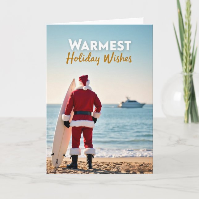 Weihnachtskarte mit Santa als Surfer Karte (Vorderseite)