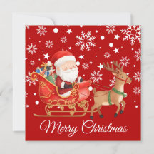 Weihnachtskarte mit Santa auf einem Rentier-Schlit