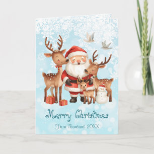 Weihnachtskarte mit Santa Claus und Rentieren im s Karte