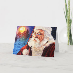 Weihnachtskarte mit Santa im Mondlicht Dankeskarte