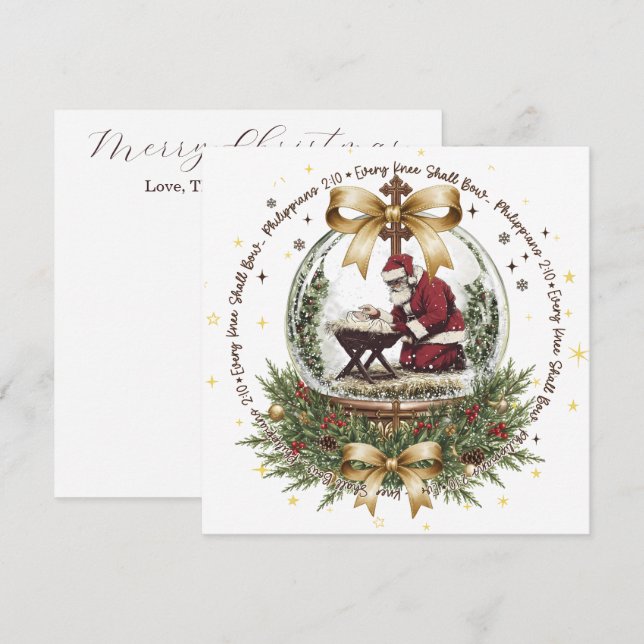 Weihnachtskarte mit Santa & Krippe und Bibelvers  (Vorne/Hinten)