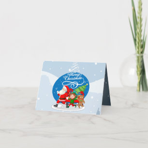 Weihnachtskarte mit Santa und Freunden Feiertagskarte