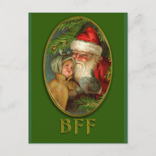 Weihnachtskarte mit Santa und Kind BFF Vintage Kun Feiertagspostkarte