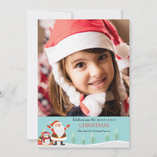 Weihnachtskarte mit Santa und Pinguin-Foto Feiertagskarte