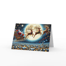 Weihnachtskarte mit Santa und Rentieren