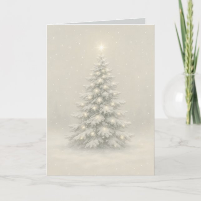 Weihnachtskarte mit Schnee bedeckt Feiertagskarte (Vorderseite)