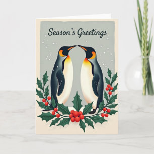 Weihnachtskarte mit schneebedecktem Vogelpaar Karte