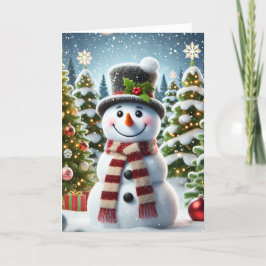 Weihnachtskarte mit Schneemann Feiertagskarte
