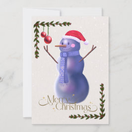 Weihnachtskarte mit Schneemann und festliche Dekor Feiertagskarte