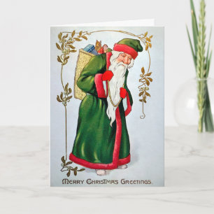 Weihnachtskarte mit seltsamem Weihnachtsmann im vi Feiertagskarte