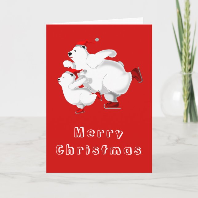 Weihnachtskarte mit Skaten Bears Karte (Vorderseite)