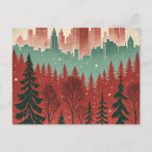 Weihnachtskarte mit Stadt-Silhouette Postkarte