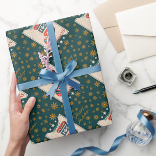 Weihnachtskarte mit Strumpf Illustration Geschenkpapier