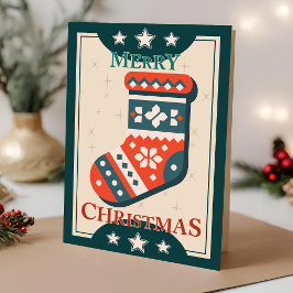 Weihnachtskarte mit Strumpf Illustration Karte