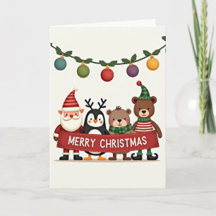 Weihnachtskarte mit tierischen Freunden Karte