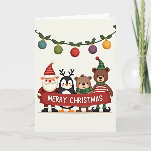 Weihnachtskarte mit tierischen Freunden Karte (Vorderseite)