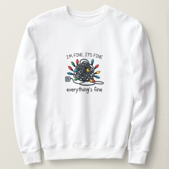 Weihnachtskarte mit verhedderten Lichterketten Sweatshirt (Design vorne)