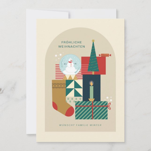 Weihnachtskarte Mit Verschiedenen Gegenst eanden Feiertagskarte (Vorderseite)