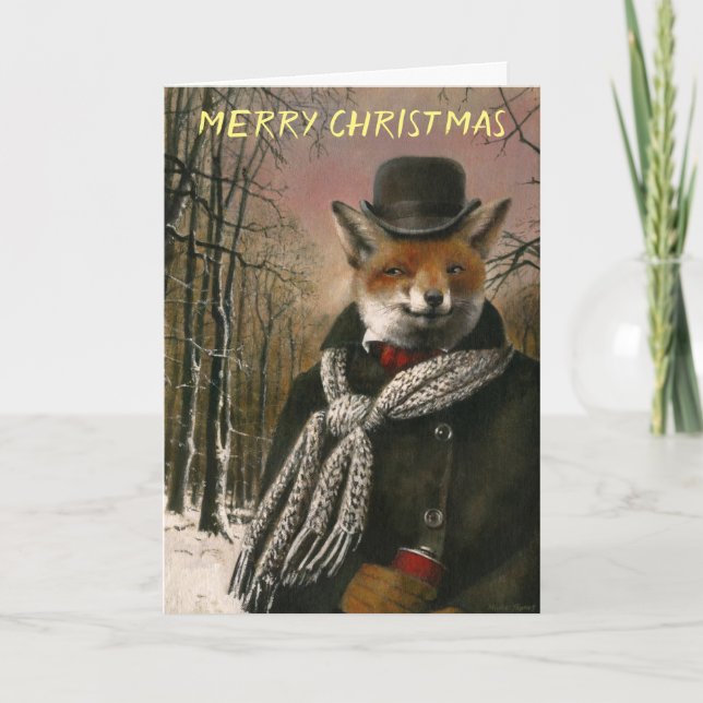 Weihnachtskarte mit viktorianischem Fuchs Karte (Vorderseite)