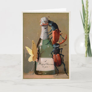 Weihnachtskarte mit viktorianischen Käfern Feiertagskarte