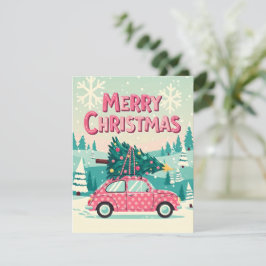 Weihnachtskarte mit Vintage-Auto Feiertagskarte