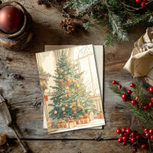 Weihnachtskarte mit Vintage-Christbaum