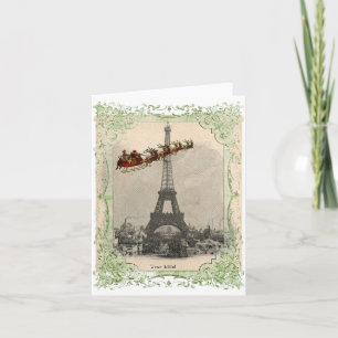Weihnachtskarte mit Vintage-Weihnachtsmann über Pa Feiertagskarte