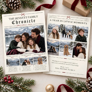 Weihnachtskarte mit Vintage-Zeitungsmotiv Jahresrü Feiertagskarte