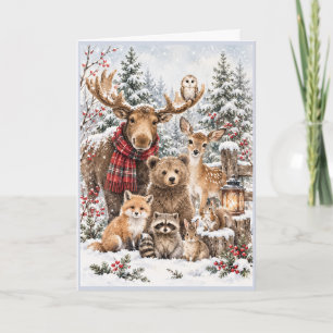 Weihnachtskarte mit Waldtieren Karte