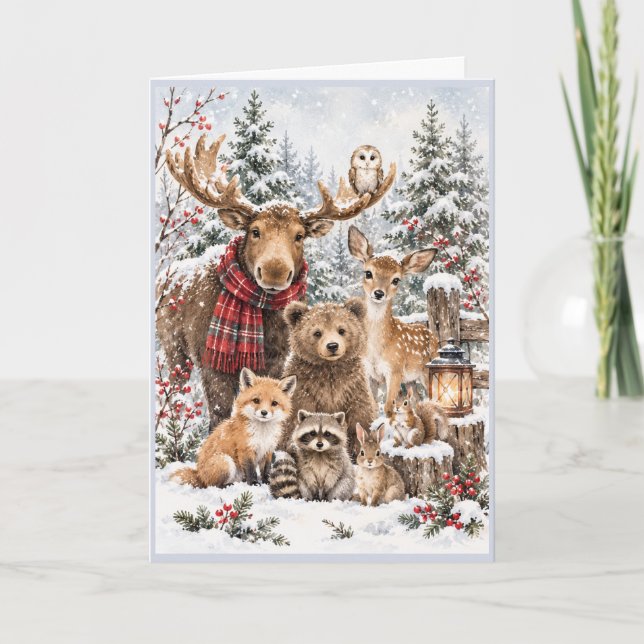 Weihnachtskarte mit Waldtieren Karte (Vorderseite)