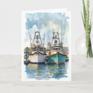 Weihnachtskarte mit Wasserfarben-Motiv 'Hafen der Karte