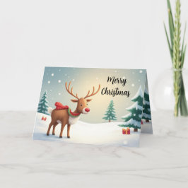 Weihnachtskarte mit Wasserfarben-Rentier Karte