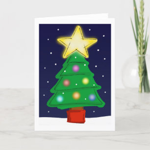 Weihnachtskarte mit Weihnachtsbaum und leuchtendem Feiertagskarte