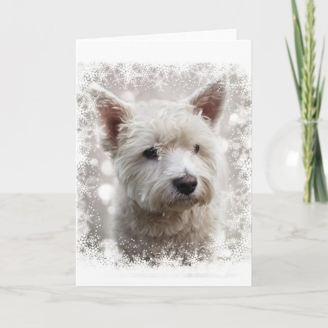 Weihnachtskarte mit Westie Feiertagskarte (Vorderseite)