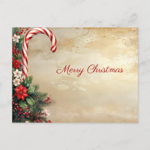 Weihnachtskarte mit Zuckerstangen-Motiv Postkarte