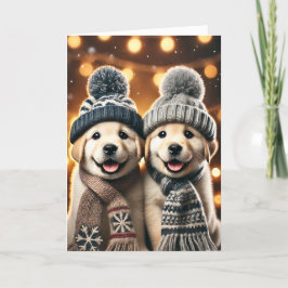 Weihnachtskarte mit zwei Hunden Feiertagskarte
