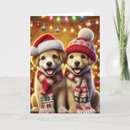 Weihnachtskarte mit zwei Hunden Feiertagskarte