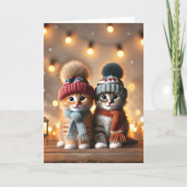 Weihnachtskarte mit zwei Katzen Feiertagskarte