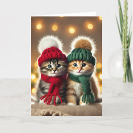 Weihnachtskarte mit zwei Katzen Feiertagskarte